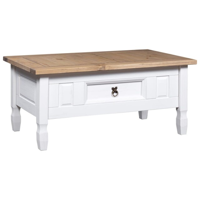 Table basse Pin mexicain Gamme Corona Blanc 100x55x45 cm