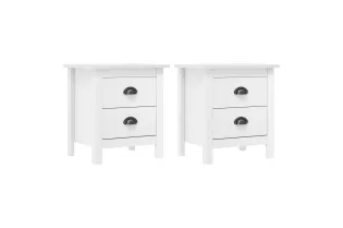 Tables de chevet Hill 2 pcs Blanc 46x35x49,5 cm Bois pin solide