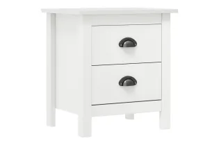Tables de chevet Hill 2 pcs Blanc 46x35x49,5 cm Bois pin solide 2