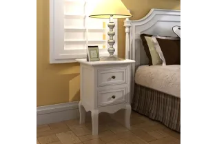 Table de chevet 2 pcs avec 2 tiroirs MDF Blanc