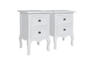 Table de chevet 2 pcs avec 2 tiroirs MDF Blanc 2
