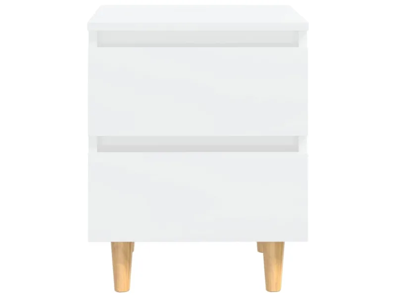 Tables de chevet pieds en pin 2 pcs Blanc brillant 40x35x50 cm