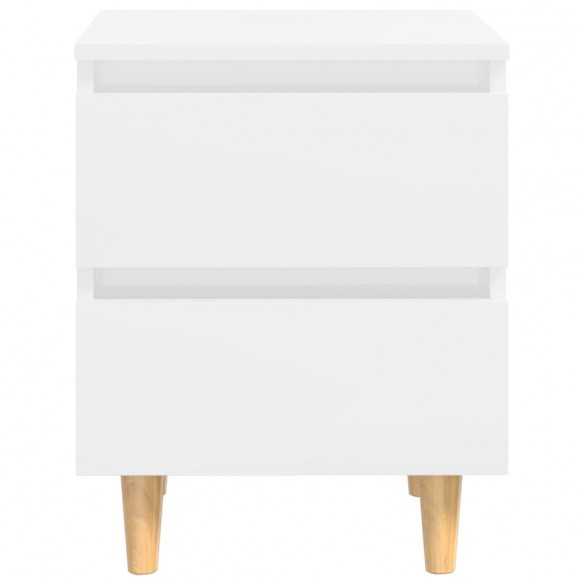 Tables de chevet pieds en pin 2 pcs Blanc brillant 40x35x50 cm