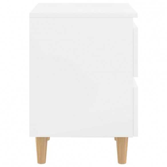 Tables de chevet pieds en pin 2 pcs Blanc brillant 40x35x50 cm