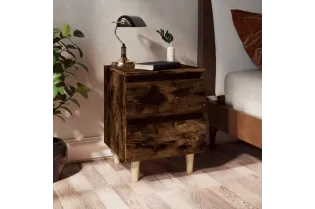 Tables de chevet et pieds en bois 2 pcs Chêne fumé 40x35x50 cm