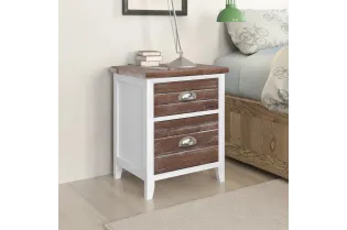 Table de chevet 2 pcs avec 2 tiroirs Marron et blanc