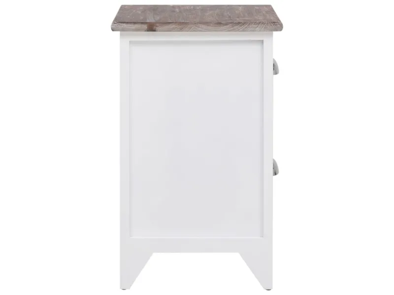 Table de chevet 2 pcs avec 2 tiroirs Marron et blanc