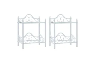 Table de chevet 2 pcs Acier et verre trempé 45x30,5x60 cm Blanc