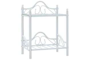 Table de chevet 2 pcs Acier et verre trempé 45x30,5x60 cm Blanc 2