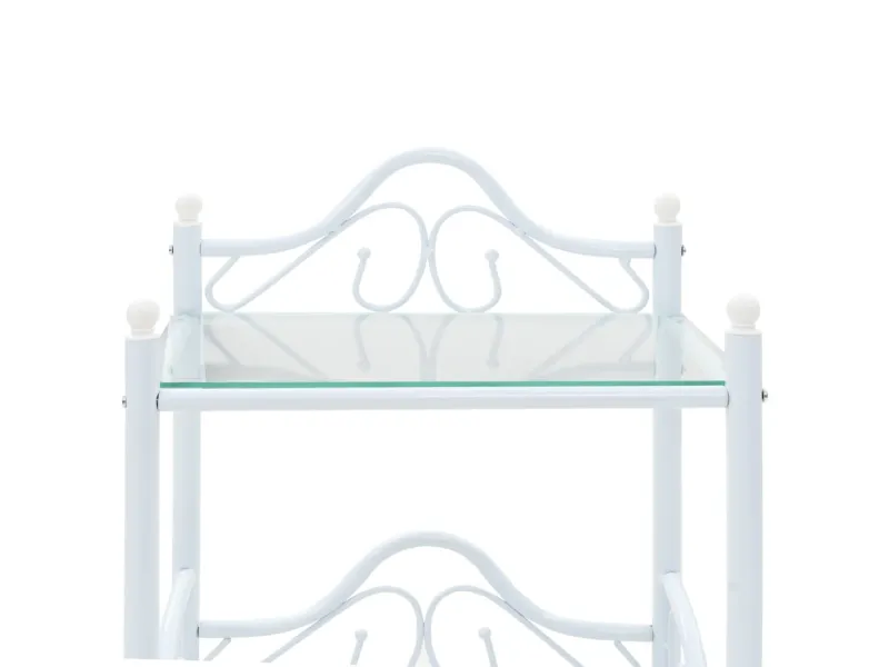 Table de chevet 2 pcs Acier et verre trempé 45x30,5x60 cm Blanc