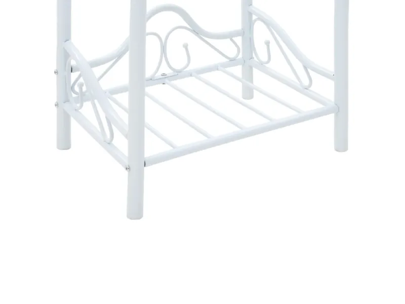 Table de chevet 2 pcs Acier et verre trempé 45x30,5x60 cm Blanc