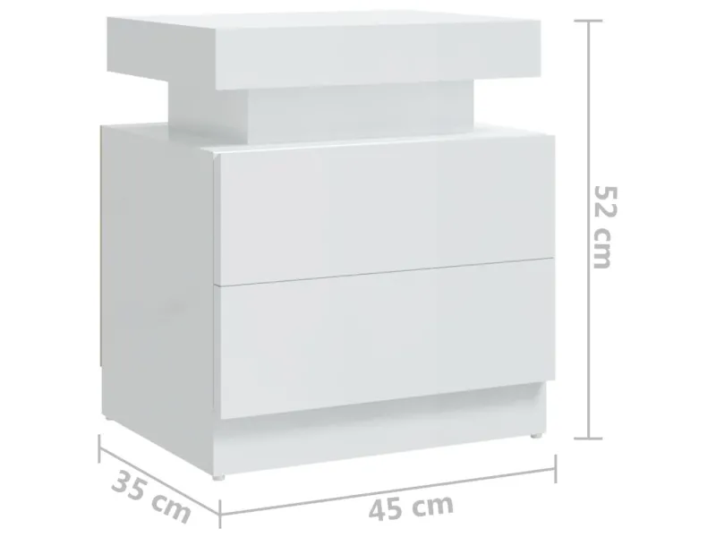 Table de chevet Blanc brillant 45x35x52 cm Aggloméré