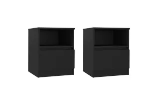 Tables de chevet 2 pcs Noir 40x40x50 cm Aggloméré 2