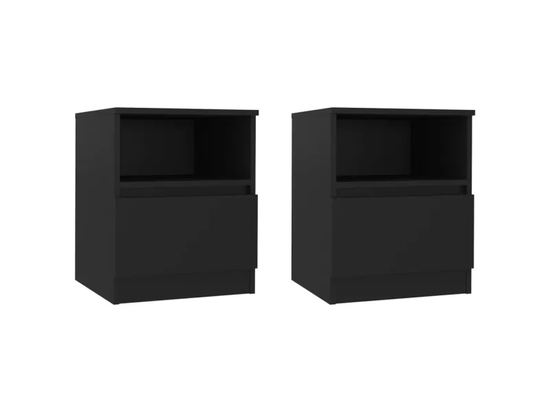 Tables de chevet 2 pcs Noir 40x40x50 cm Aggloméré