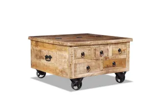 Table basse Bois de manguier brut 70 x 70 x 40 cm