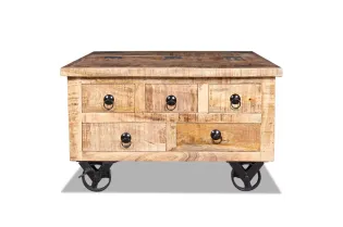 Table basse Bois de manguier brut 70 x 70 x 40 cm 2