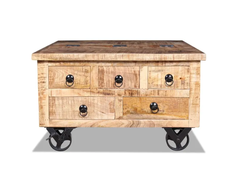 Table basse Bois de manguier brut 70 x 70 x 40 cm