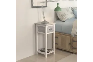 Table de chevet avec 1 tiroir Gris et blanc 2