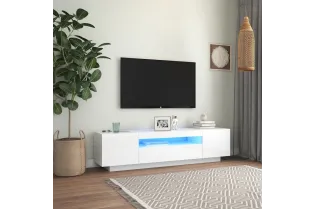 Meuble TV avec lumières LED blanc brillant 160x35x40 cm