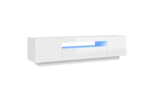 Meuble TV avec lumières LED blanc brillant 160x35x40 cm 2
