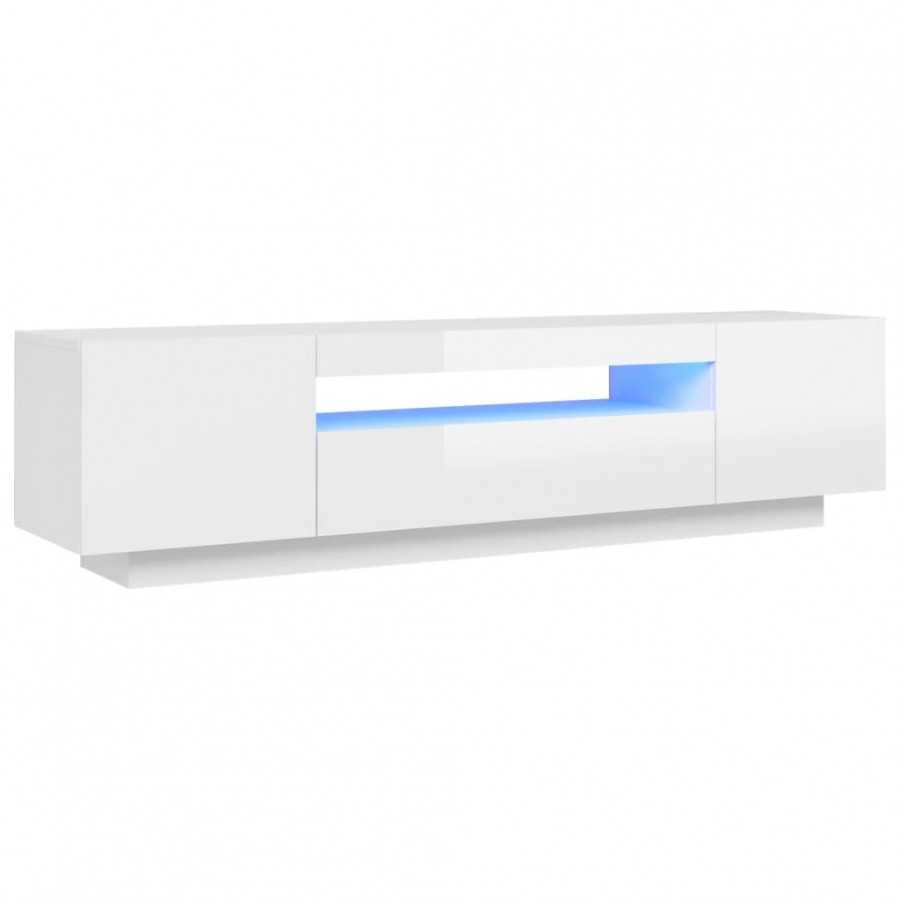 Meuble TV avec lumières LED blanc brillant 160x35x40 cm