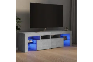 Meuble TV avec lumières LED Gris béton 140x36,5x40 cm