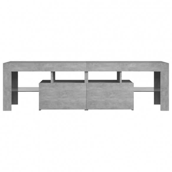 Meuble TV avec lumières LED Gris béton 140x36,5x40 cm