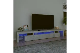 Meuble TV avec lumières LED Gris béton 260x36,5x40 cm