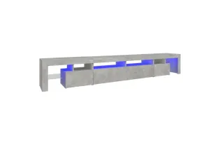 Meuble TV avec lumières LED Gris béton 260x36,5x40 cm 2