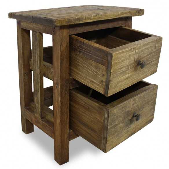 Table de chevet Bois de récupération massif 40 x 30 x 51 cm Table de chevet Bois de récupération massif 40 x 30 x 51 cm