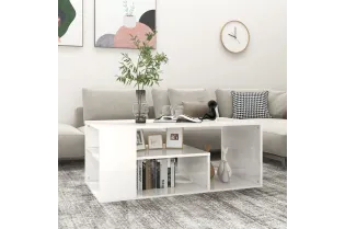 Table basse Blanc brillant 100x50x40 cm Aggloméré