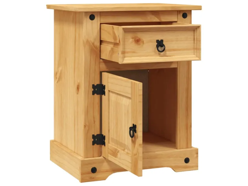 Table de chevet Gamme Corona pin mexicain 53x39x66 cm
