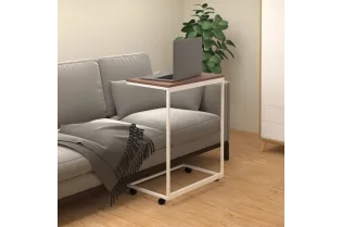 Table d'appoint avec roues Blanc 55x35x70 cm