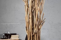 Lampadaire 175 cm en bois flotté coloris marron