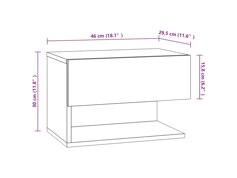 Table de chevet murale Chêne marron