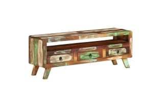 Meuble TV Multicolore 110x30x40 cm Bois massif de récupération