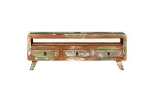 Meuble TV Multicolore 110x30x40 cm Bois massif de récupération 2