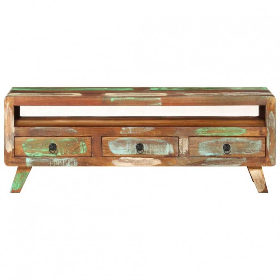 Meuble TV Multicolore 110x30x40 cm Bois massif de récupération