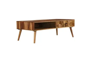 Table basse Bois Sesham massif avec finition miel 110x50x37 cm