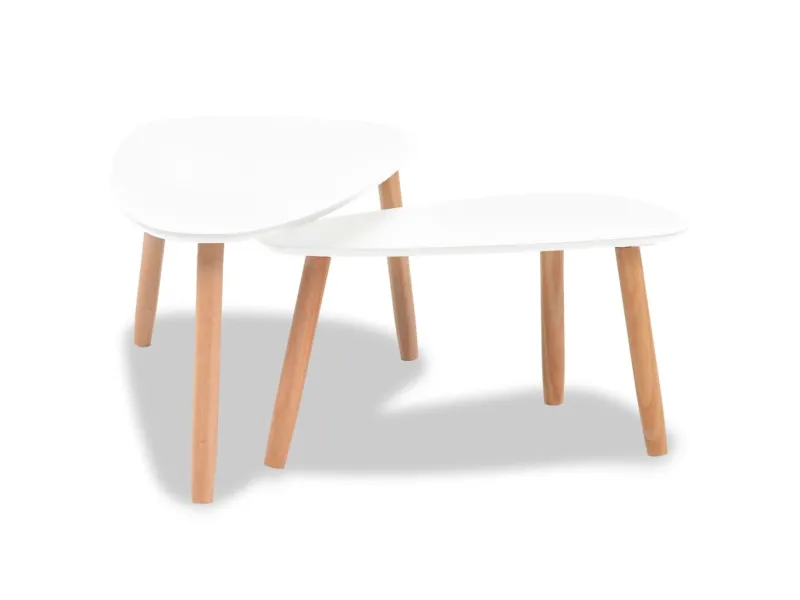 Ensemble de tables basses 2 pcs Bois de pin massif Blanc