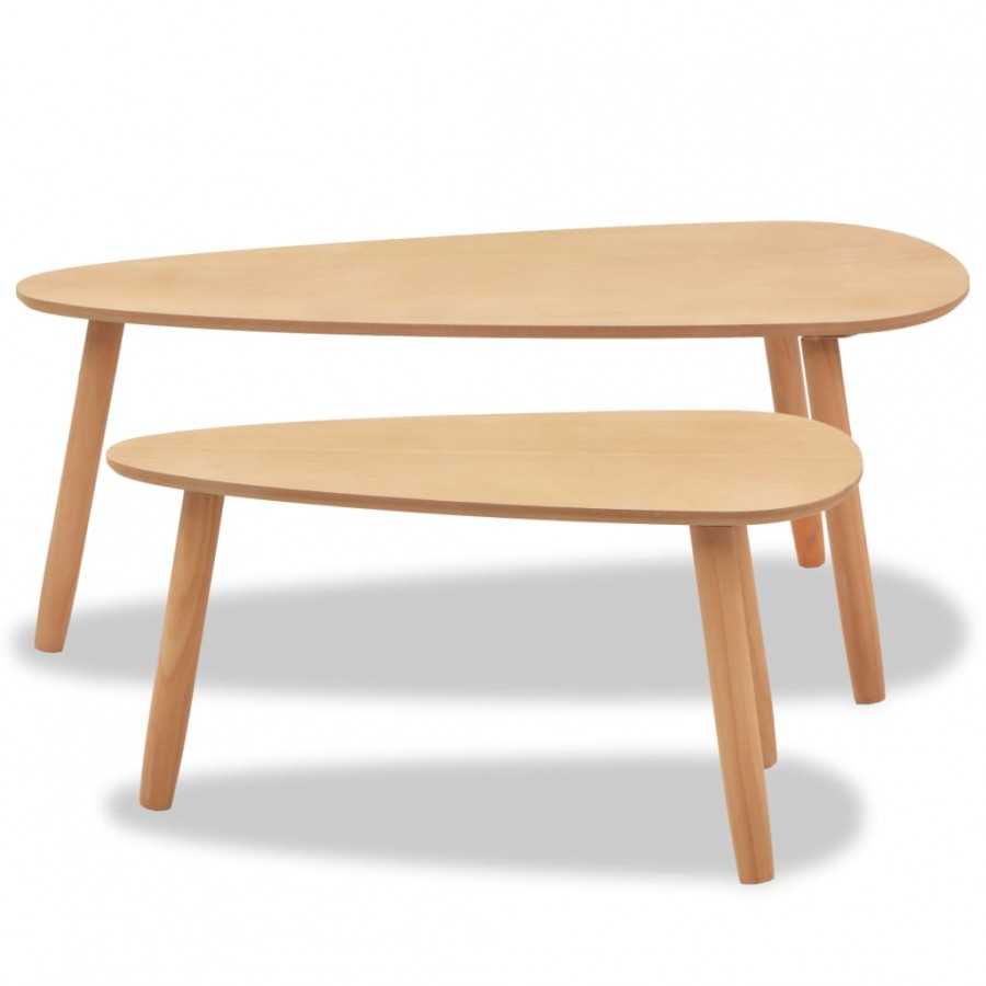Ensemble de tables basses 2 pcs Bois de pin massif Marron