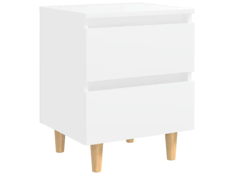 Table de chevet avec pieds en pin Blanc 40x35x50 cm