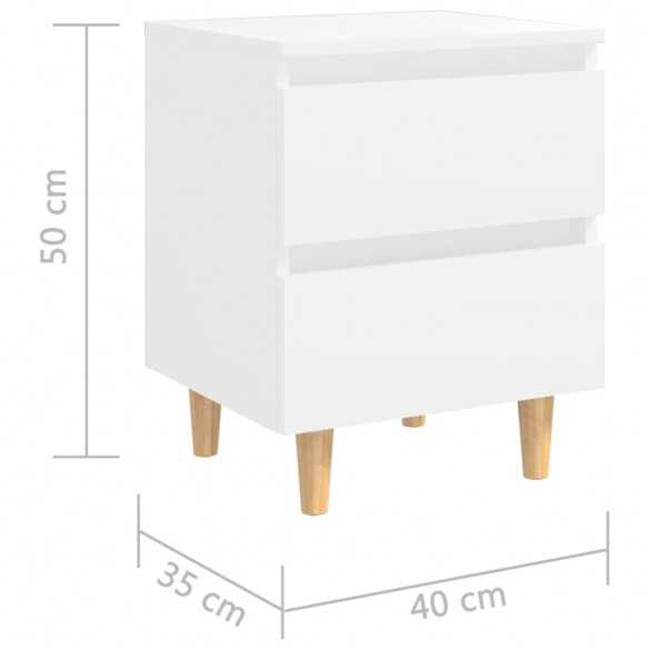 Table de chevet avec pieds en pin Blanc 40x35x50 cm