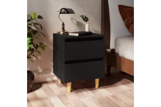Table de chevet avec pieds en pin Noir 40x35x50 cm