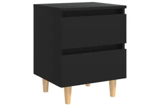 Table de chevet avec pieds en pin Noir 40x35x50 cm 2