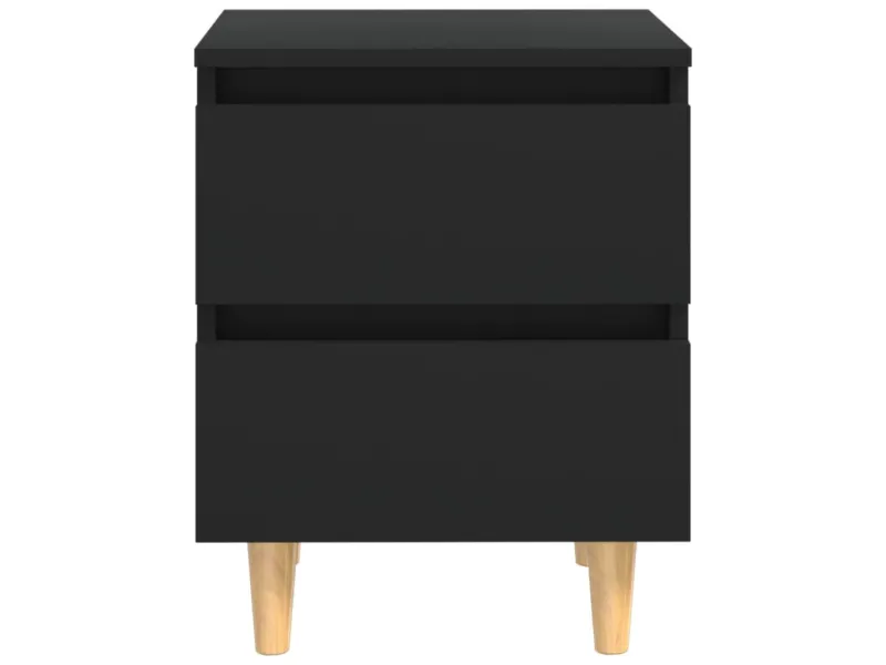 Table de chevet avec pieds en pin Noir 40x35x50 cm