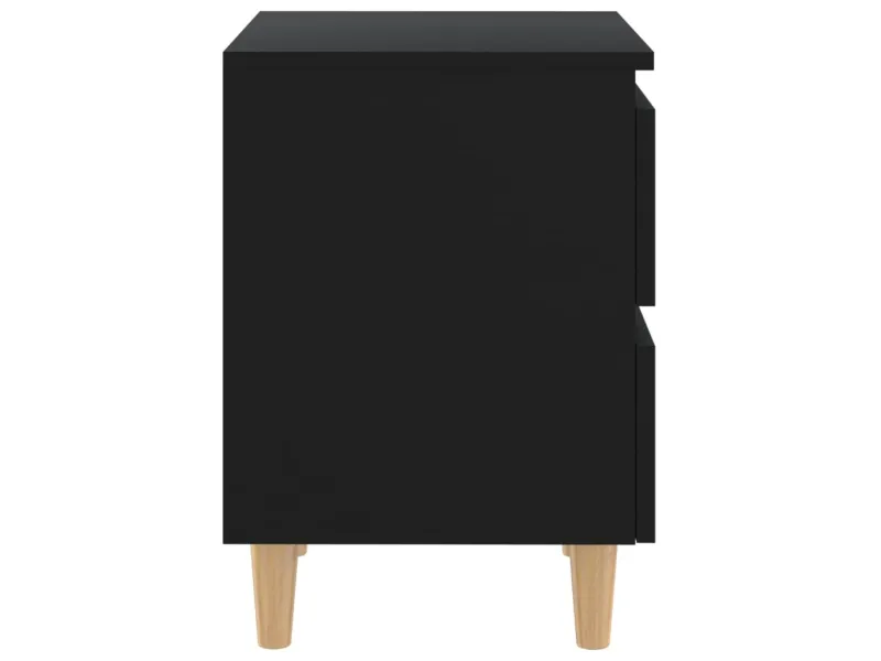 Table de chevet avec pieds en pin Noir 40x35x50 cm