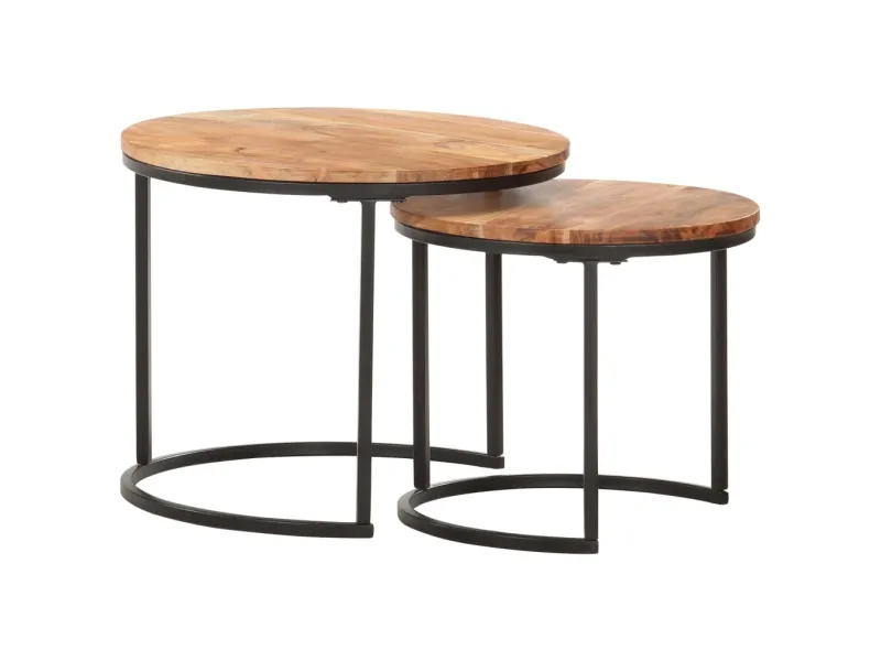 Tables gigognes 2 pcs Bois d'acacia massif