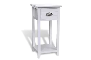 Table de chevet avec 1 tiroir Blanc