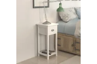 Table de chevet avec 1 tiroir Blanc 2